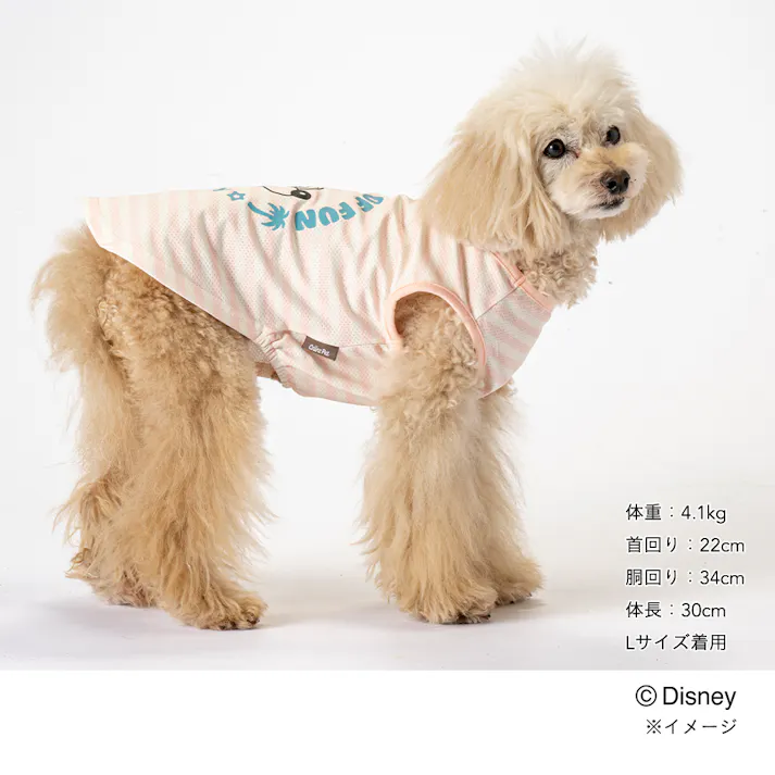 【送料無料】ひんやりボーダータンクトップ ピンク ミッキーマウス MDサイズ ペット服(犬の服)