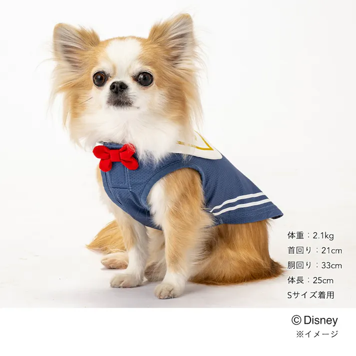 【送料無料】ひんやりセーラー切替タンクトップ ブルー ドナルドダック Sサイズ ペット服(犬の服)