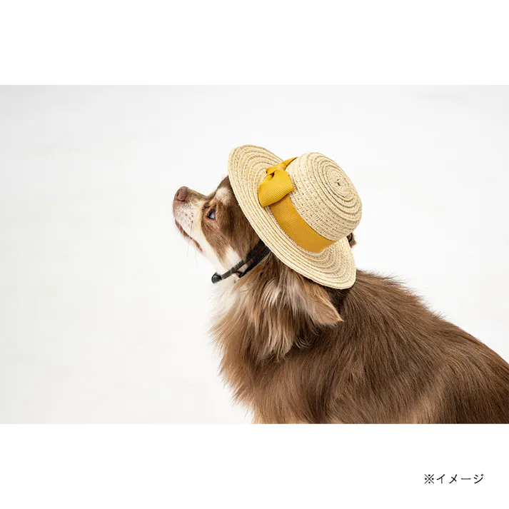 【送料無料】麦わら風帽子 S イエロー ペット服(犬の服)