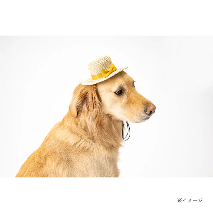 【送料無料】麦わら風帽子 M イエロー ペット服(犬の服)