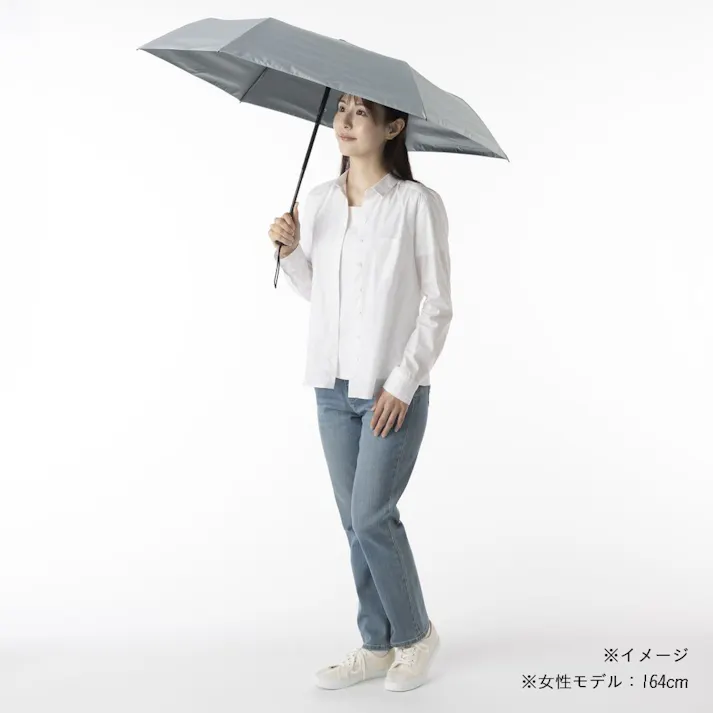 日差しも紫外線も雨も遮れる自動開閉折傘 55cm グレー