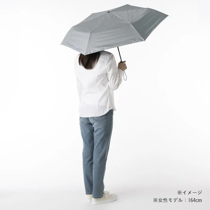 日差しも紫外線も雨も遮れる自動開閉折傘 55cm グレー