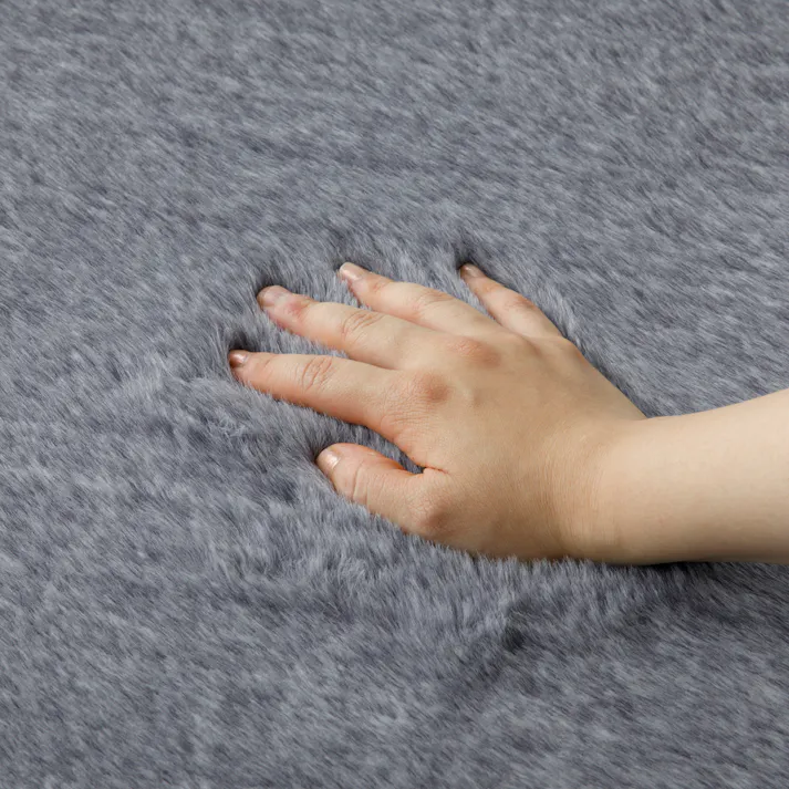 洗えるラグ ボリューム+ Pitapa 幅190cm 奥行240cm ファー グレー