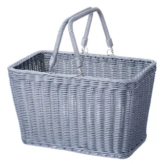 洗えるハンドル付きバスケット 幅40cm 奥行26cm 高さ24cm グレー