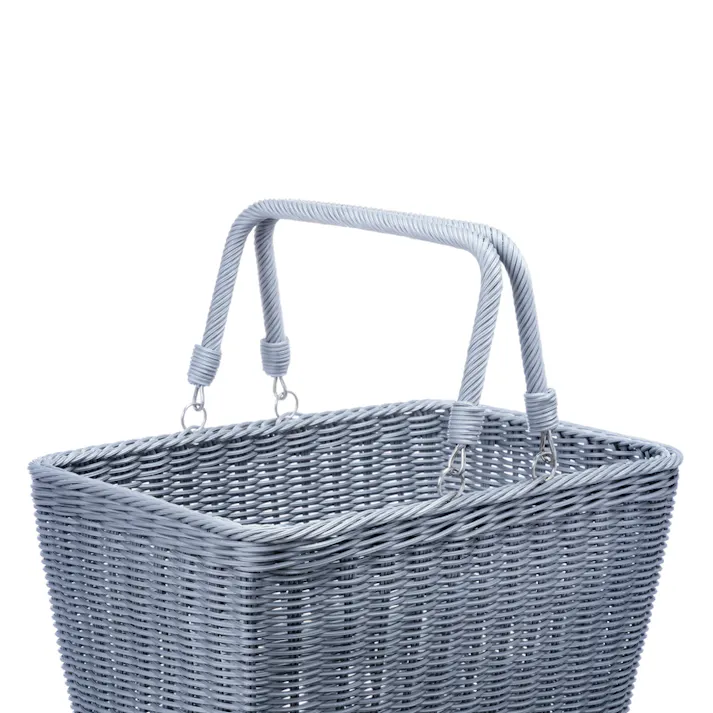 洗えるハンドル付きバスケット 幅40cm 奥行26cm 高さ24cm グレー