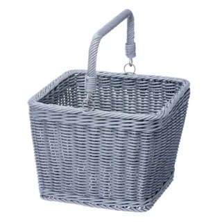 洗えるハンドル付きバスケット コンパクト 幅24cm 奥行24cm 高さ17.5cm グレー
