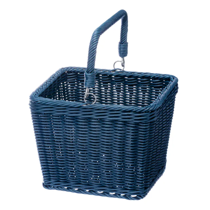 洗えるハンドル付きバスケット コンパクト 幅24cm 奥行24cm 高さ17.5cm ネイビー