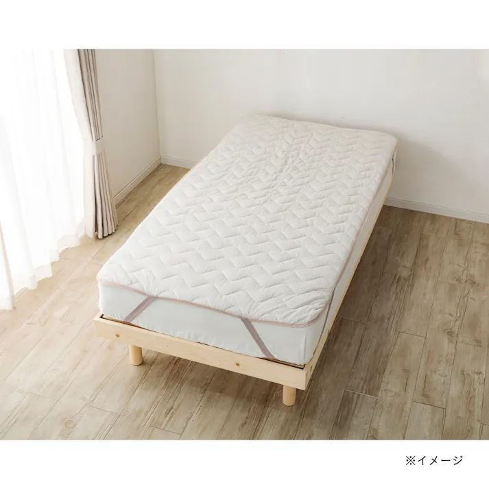 両面使えるもちもち敷パッド シングル 幅100cm 奥行200cm ワッフル ベージュ