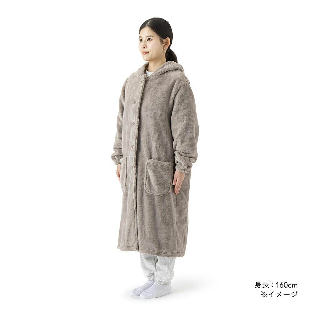着る毛布 フード付き 幅45cm 奥行110cm ベージュ