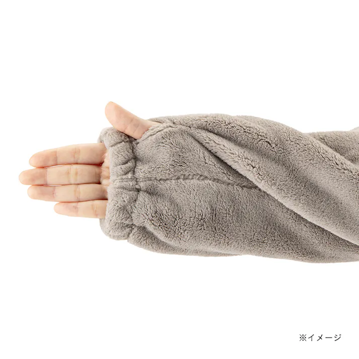 着る毛布 フード付き ロング 幅49cm 奥行130cm ベージュ
