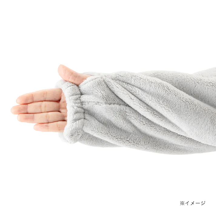 着る毛布 フード付き ロング 幅49cm 奥行130cm グレー
