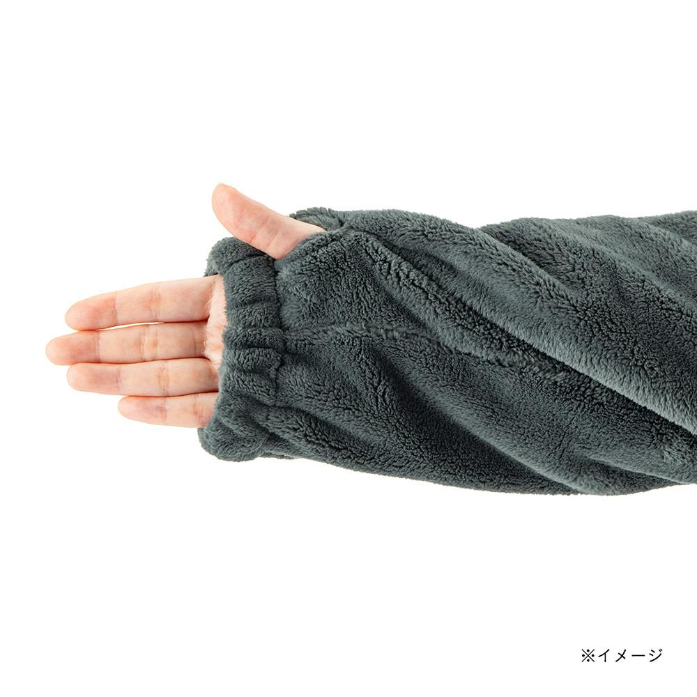 着る毛布 フード付き ロング 幅49cm 奥行130cm ダークグレー