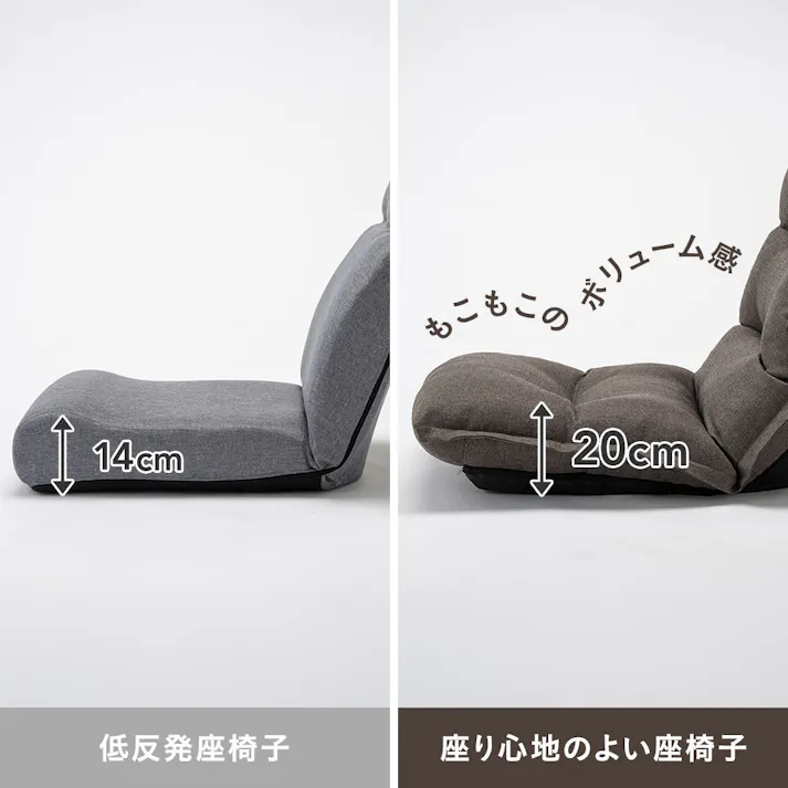 座り心地のよい座椅子 幅64cm 奥行60~115cm 高さ20~70cm グレー