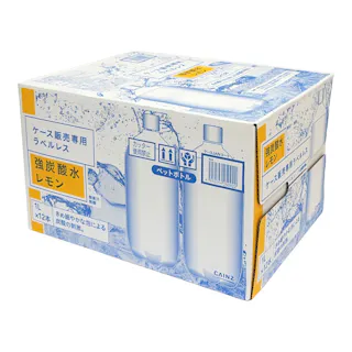 【ケース販売】強炭酸水レモン ラベルレス 1000ml×12本