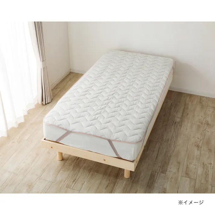 両面使えるもちもち敷パッド ボリューム シングル 幅100cm 奥行200cm ワッフル ベージュ