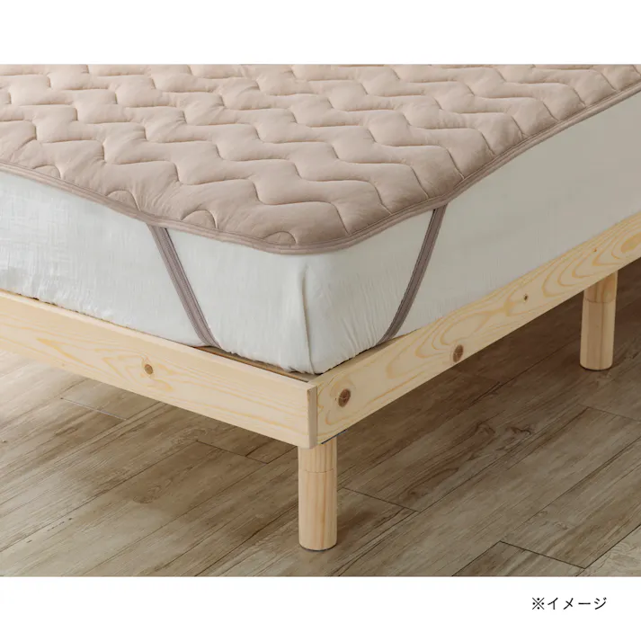 両面使えるもちもち敷パッド ボリューム シングル 幅100cm 奥行200cm ワッフル ベージュ