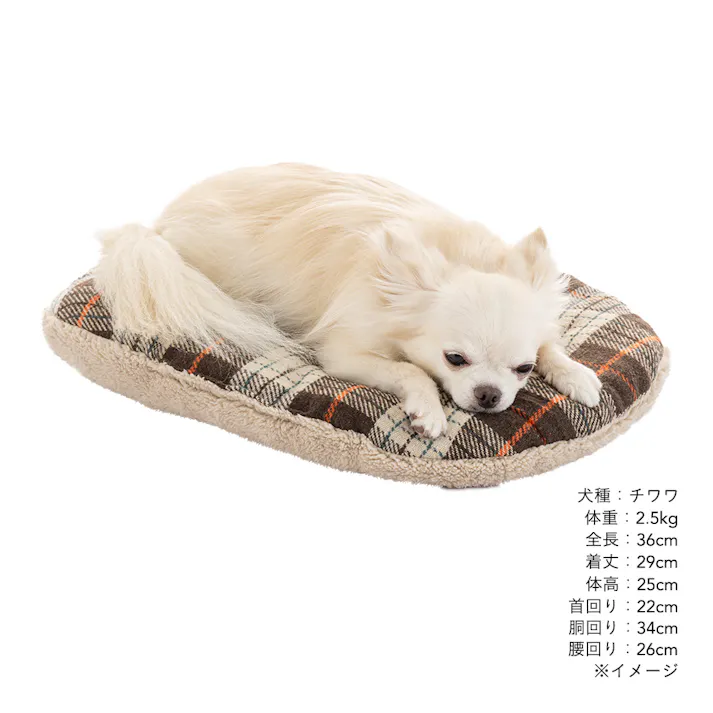 クッション Lサイズ チェックブラウン
