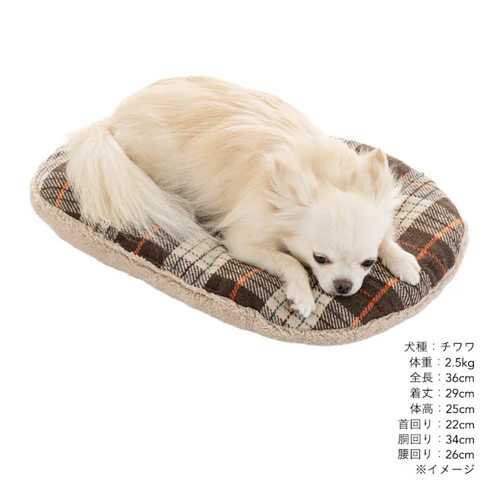 クッション Lサイズ チェックブラウン