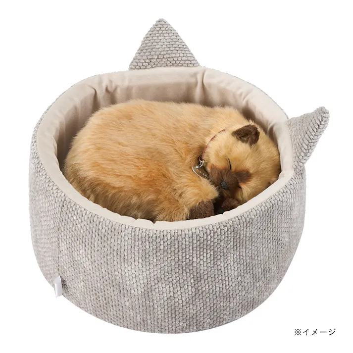 耳付き丸型ベッド Sサイズ シュニールグレー