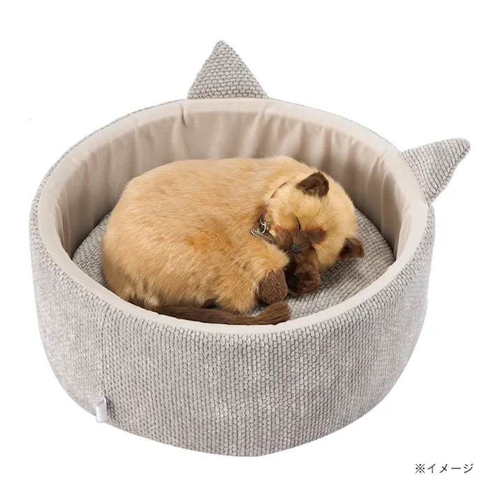 耳付き丸型ベッド Mサイズ シュニールグレー