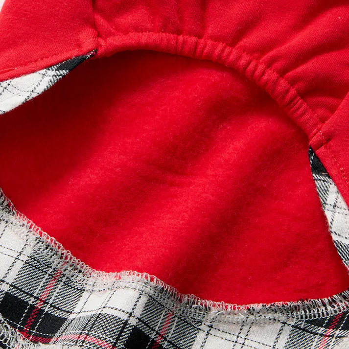 【送料無料】切り替えチェックカットソー SSサイズ レッド ペット服(犬の服)