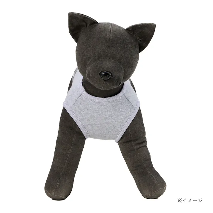 【送料無料】切り替えチェックカットソー MDサイズ グレー ペット服(犬の服)