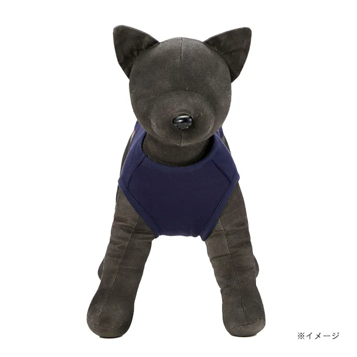 【送料無料】切り替えチェックカットソー MDサイズ ネイビー ペット服(犬の服)