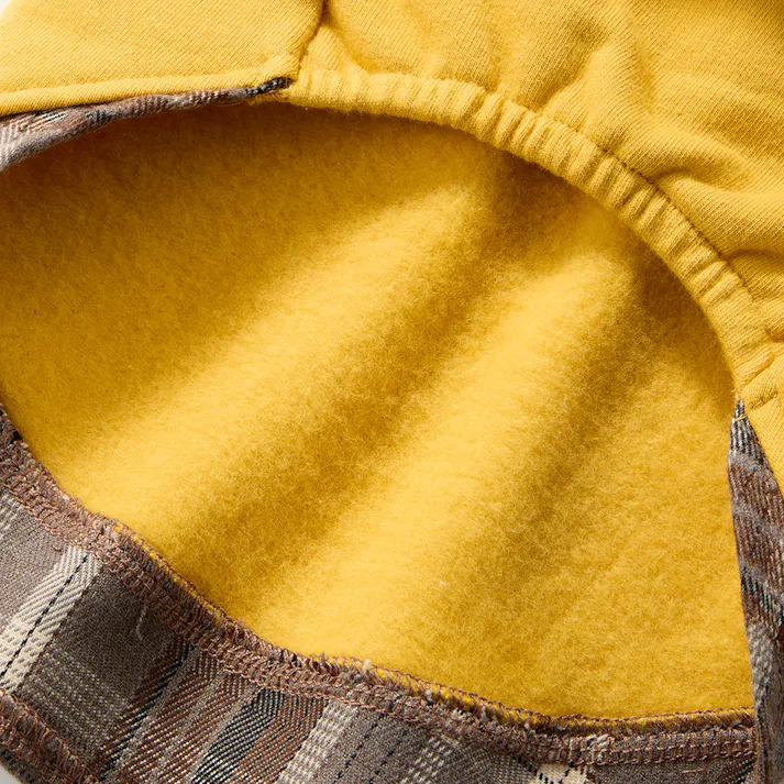 【送料無料】切り替えチェックカットソー Sサイズ マスタード ペット服(犬の服)