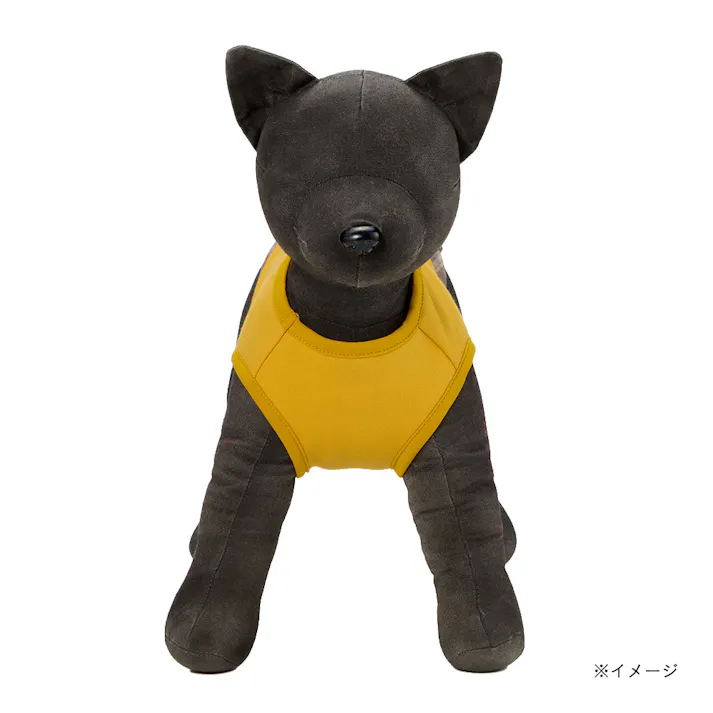 【送料無料】切り替えチェックカットソー Mサイズ マスタード ペット服(犬の服)