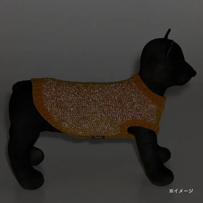 【送料無料】反射ニット Mサイズ イエロー ペット服(犬の服)