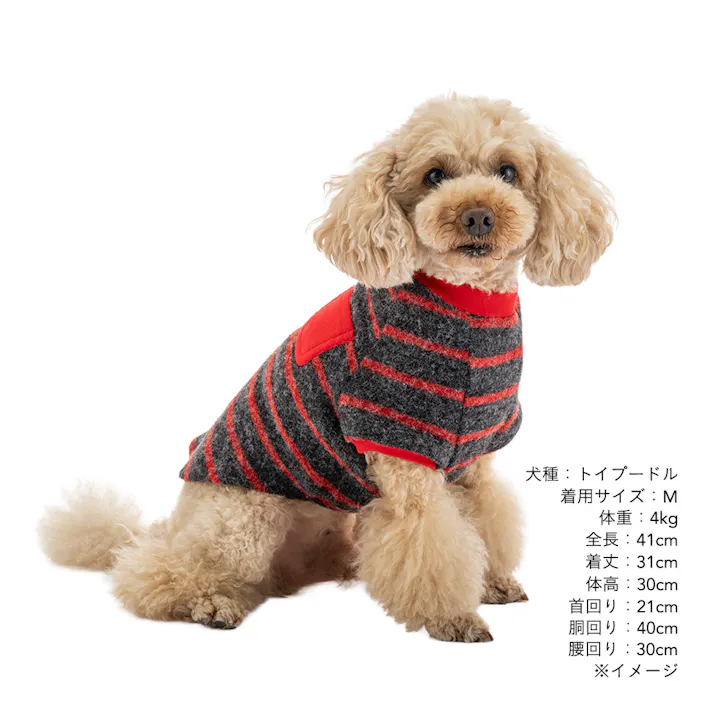 【送料無料】トレーナーボーダー MDサイズ レッド ペット服(犬の服)