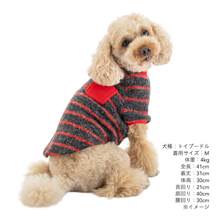 【送料無料】トレーナーボーダー MDサイズ レッド ペット服(犬の服)