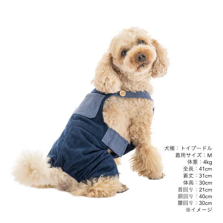 【送料無料】オーバーオール Sサイズ ネイビー ペット服(犬の服)