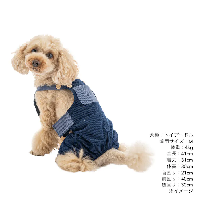 【送料無料】オーバーオール Mサイズ ネイビー ペット服(犬の服)