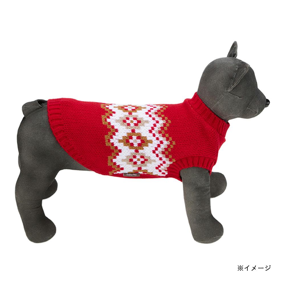 送料無料】ノルディックニット SDサイズ レッド ペット服(犬の服