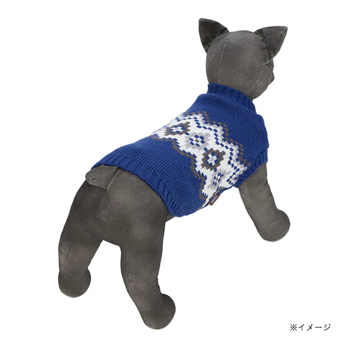 【送料無料】ノルディックニット Mサイズ ネイビー ペット服(犬の服)
