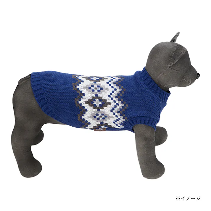【送料無料】ノルディックニット Mサイズ ネイビー ペット服(犬の服)