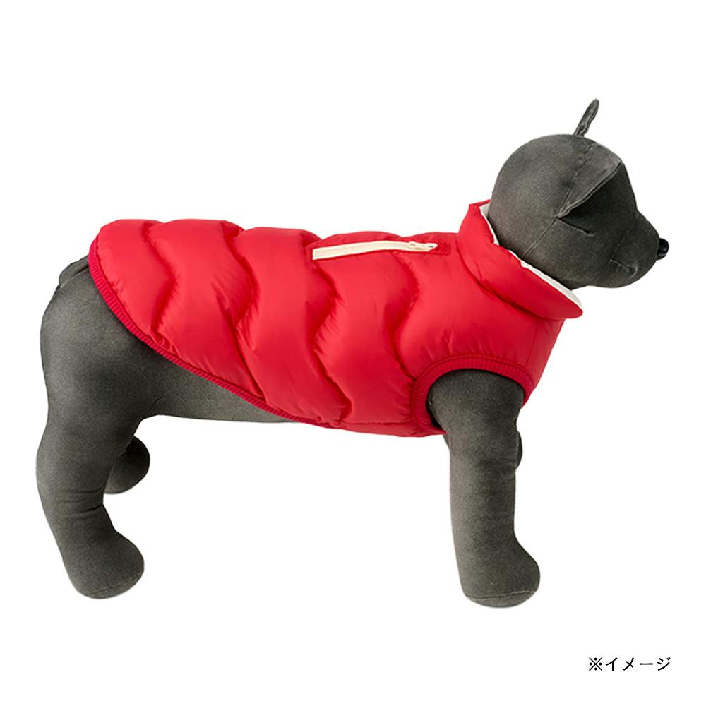 送料無料】もこもこダウン調ベスト MDサイズ レッド ペット服(犬の服
