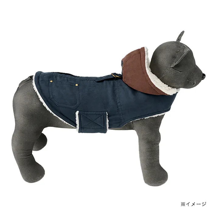 【送料無料】帽子付きポンチョ Mサイズ ネイビー ペット服(犬の服)