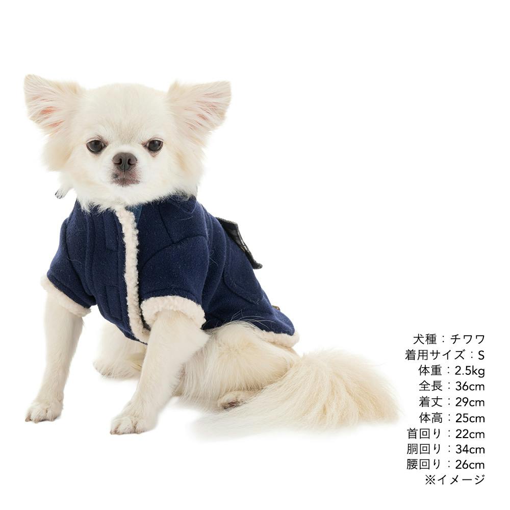 犬服 SS わんこの普段着　紺色の小花 送料無料】襟付きアウター SDサイズ ネイビー ペット服(犬の服