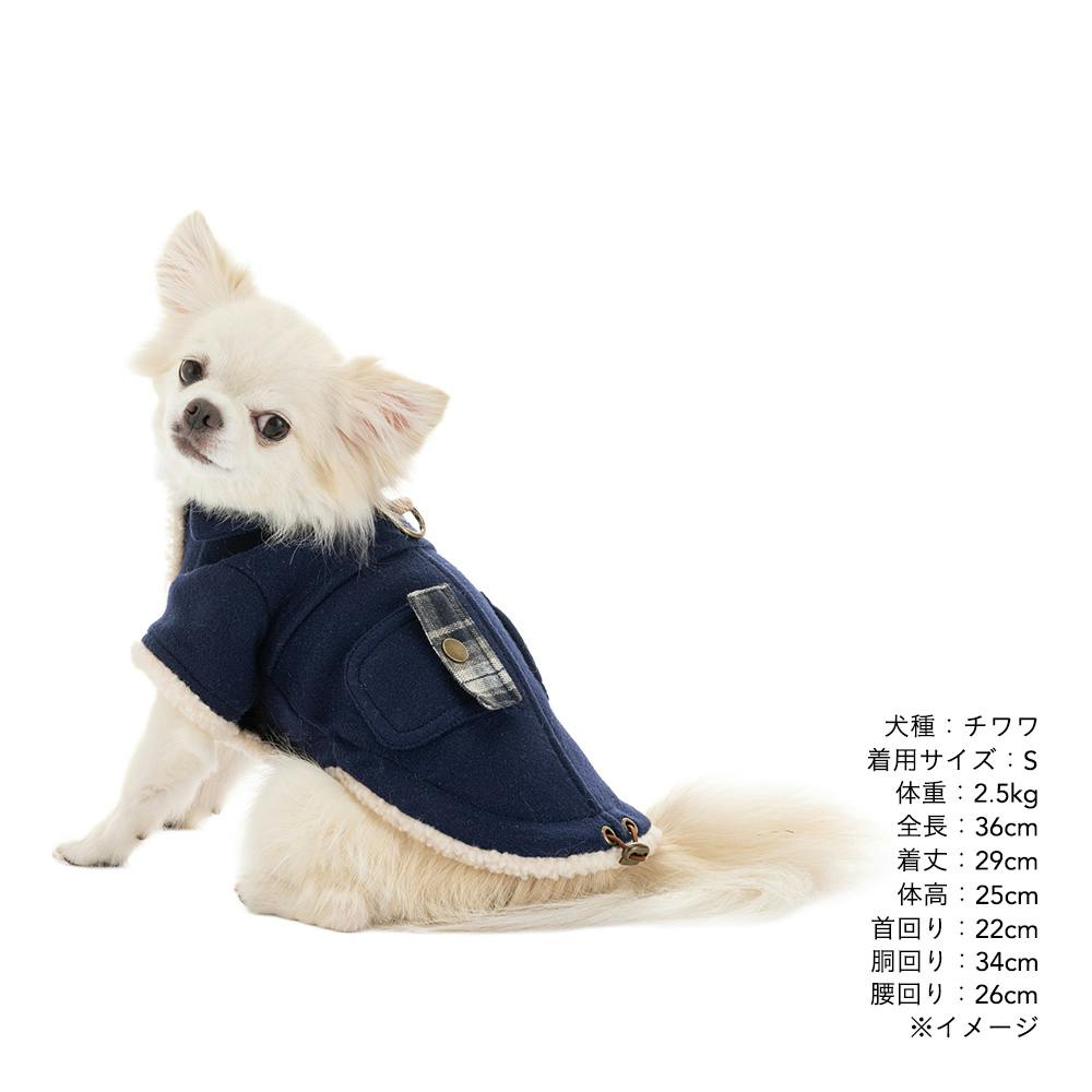 犬服 SS わんこの普段着　紺色の小花 送料無料】襟付きアウター SDサイズ ネイビー ペット服(犬の服