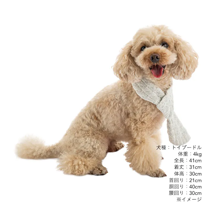 【送料無料】反射ニットマフラー ホワイト ペット服(犬の服