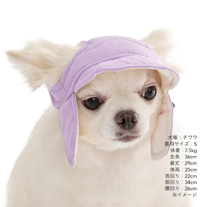 【送料無料】ダウン調帽子 Sサイズ パープル ペット服(犬の服)