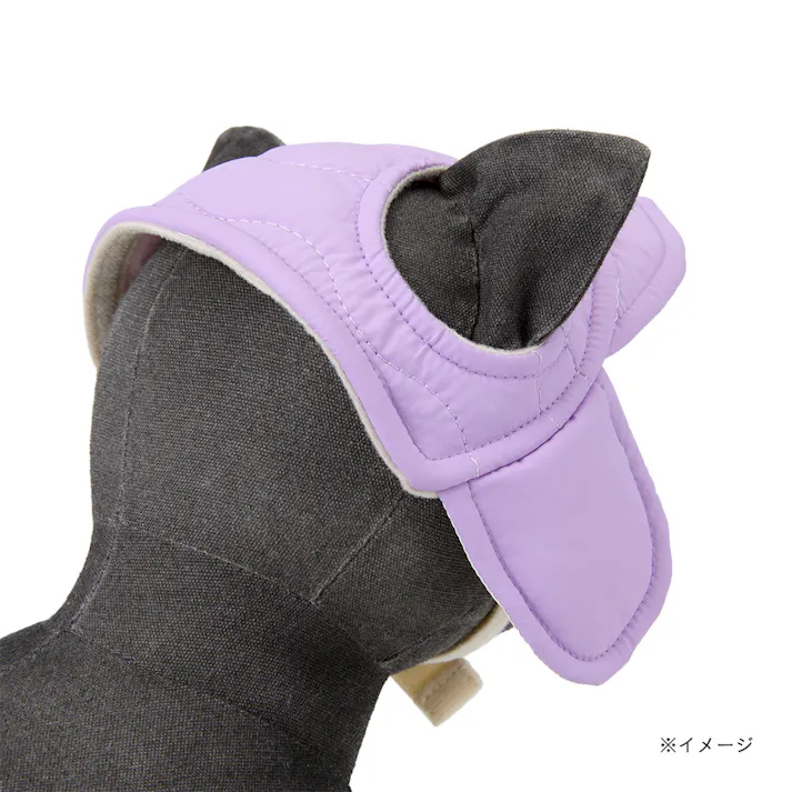 【送料無料】ダウン調帽子 Mサイズ パープル ペット服(犬の服)