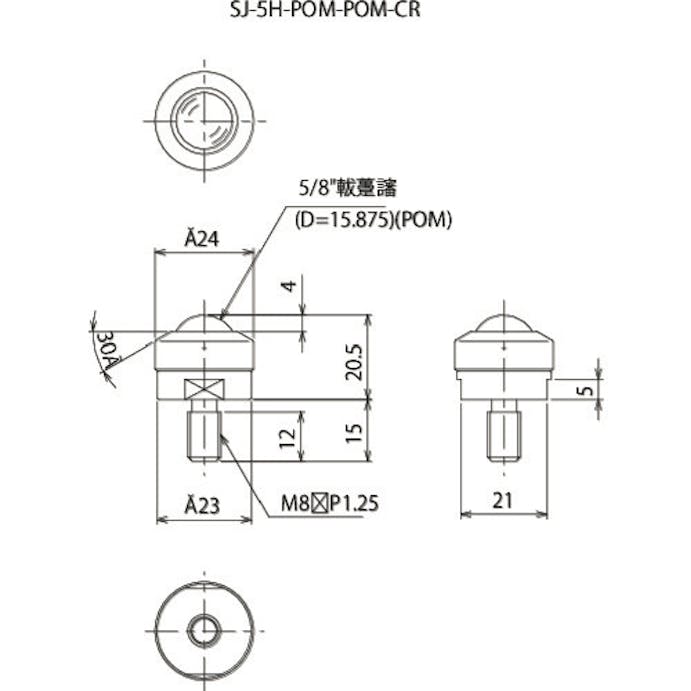 【CAINZ-DASH】フリーベアコーポレーション クリーンルーム用ボールキャスター　フリーベア　ＳＪ－５Ｈ－ＰＯＭ－ＰＯＭ－ＣＲ SJ-5H-POM-POM-CR【別送品】