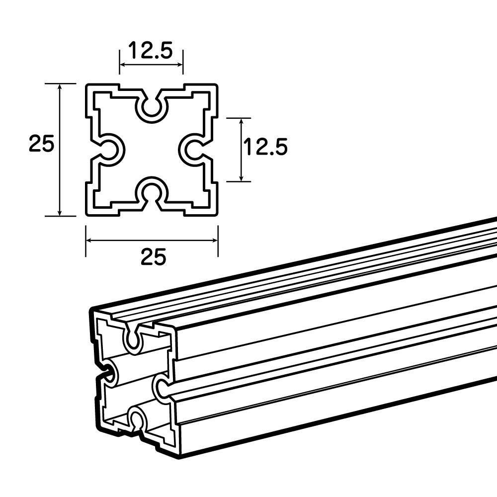 エーディエフ ADF 25mmアルミフレーム 溝4方向 B-4 600mm | ねじ・くぎ