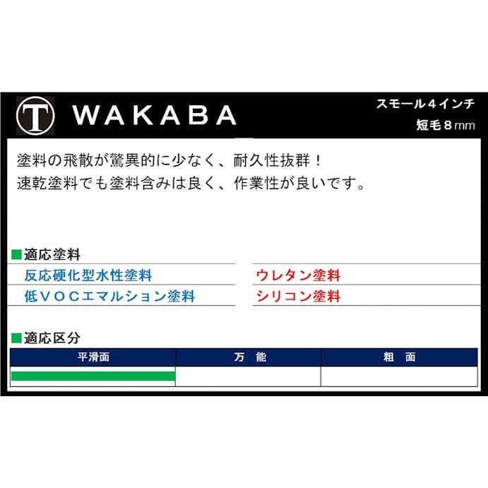 大塚刷毛製造 マルテー スモールローラー WAKABA スモール 4S-WAC 短毛 8mm 4インチ