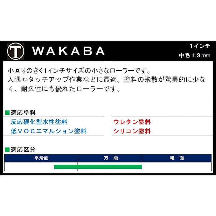 大塚刷毛製造 マルテー プチローラー WAKABA 1S-WAB 中毛 13mm 1インチ 5本パック