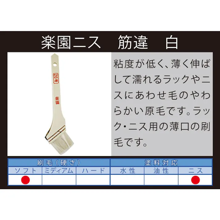 大塚刷毛製造 マルテー 新 楽園ニス 筋違 白 20号