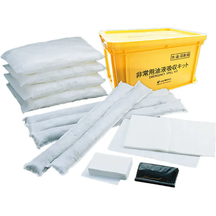 【CAINZ-DASH】橋本クロス 非常用油液吸収キット(水・油・溶剤用) 容器付 550×400×300mm (1S=1箱) S-1【別送品】